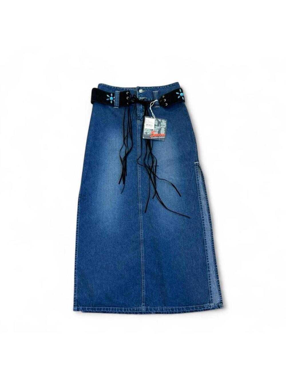 90s/y2k squeeze denim maxi skirt